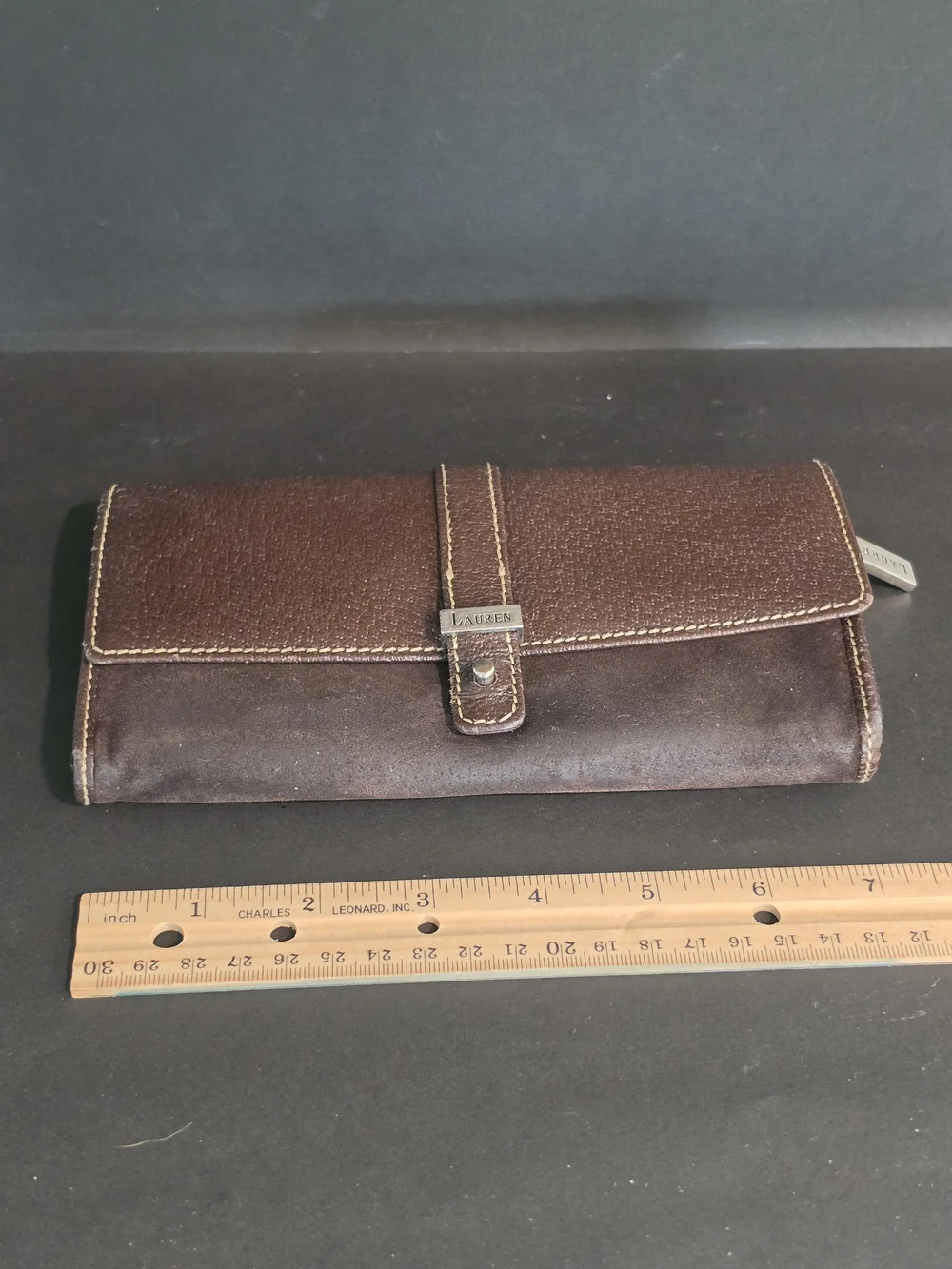 Lauren Ralph Lauren Dark Brown Leather Men's Clutch Wallet